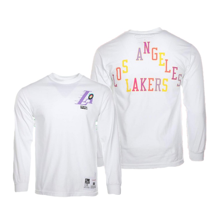 Men's Los Angeles Lakers NBA Takashi Murakami ComplexCon x Triangle Caricature White Basketball T-Shirt HUM7183ZN